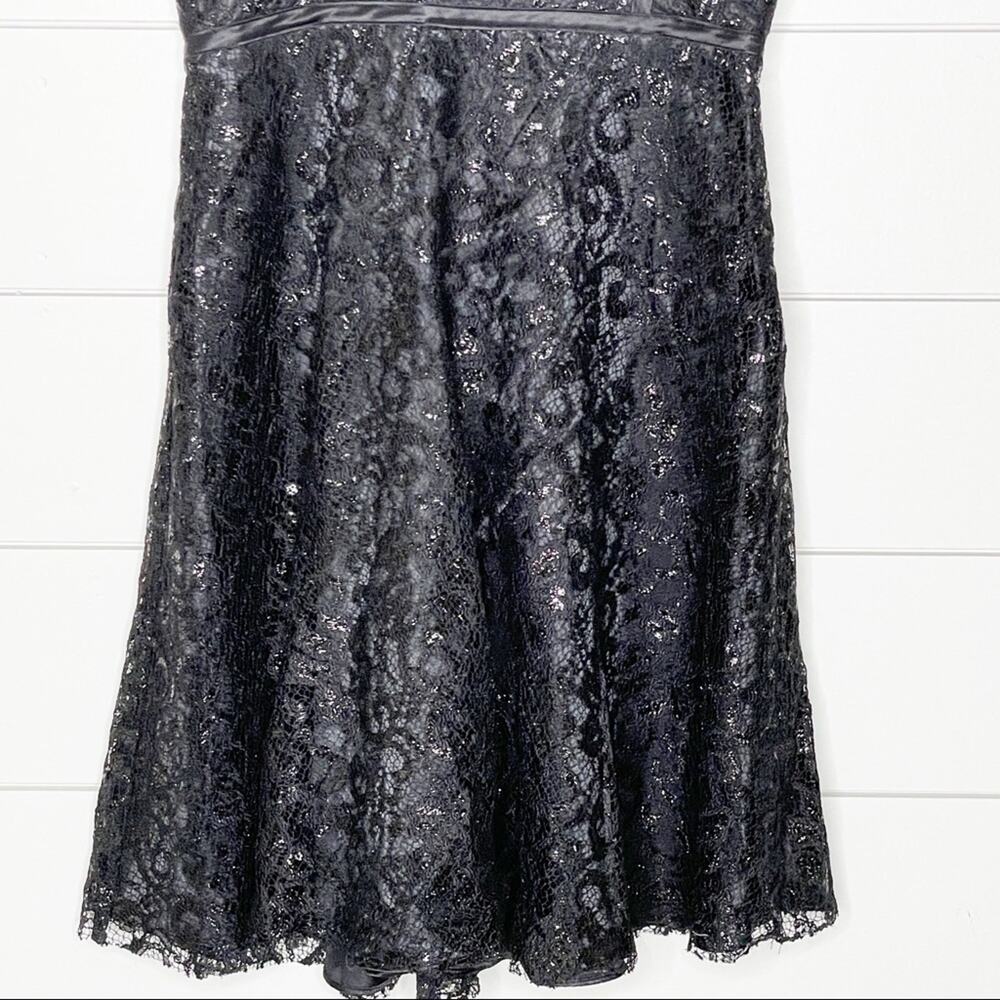 Parker Eva Metallic Lace Fit & Flare Strapless Cocktail Dress Black Size XS - Picture 10 of 11